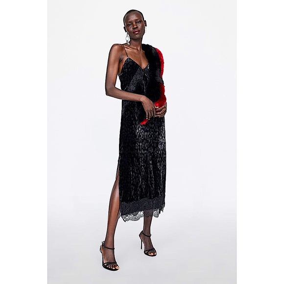 ZARA Velvet Animal Print Dress - Picture 3 of 8